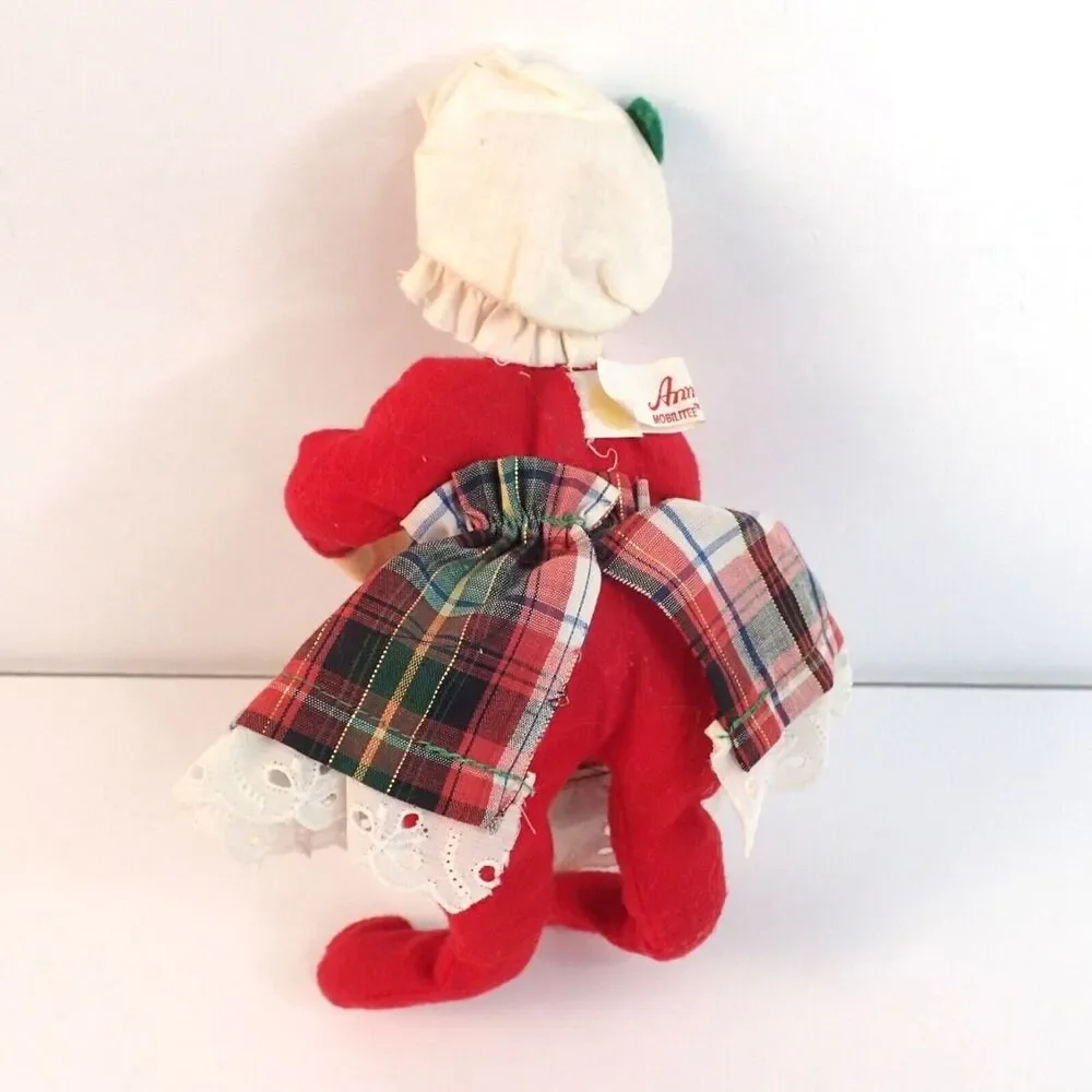 Annalee Mrs. Santa Claus Doll Holly Ivy Skirt Hand Painted Face 8